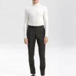 Dark chocolate brown 4-season wool trousers