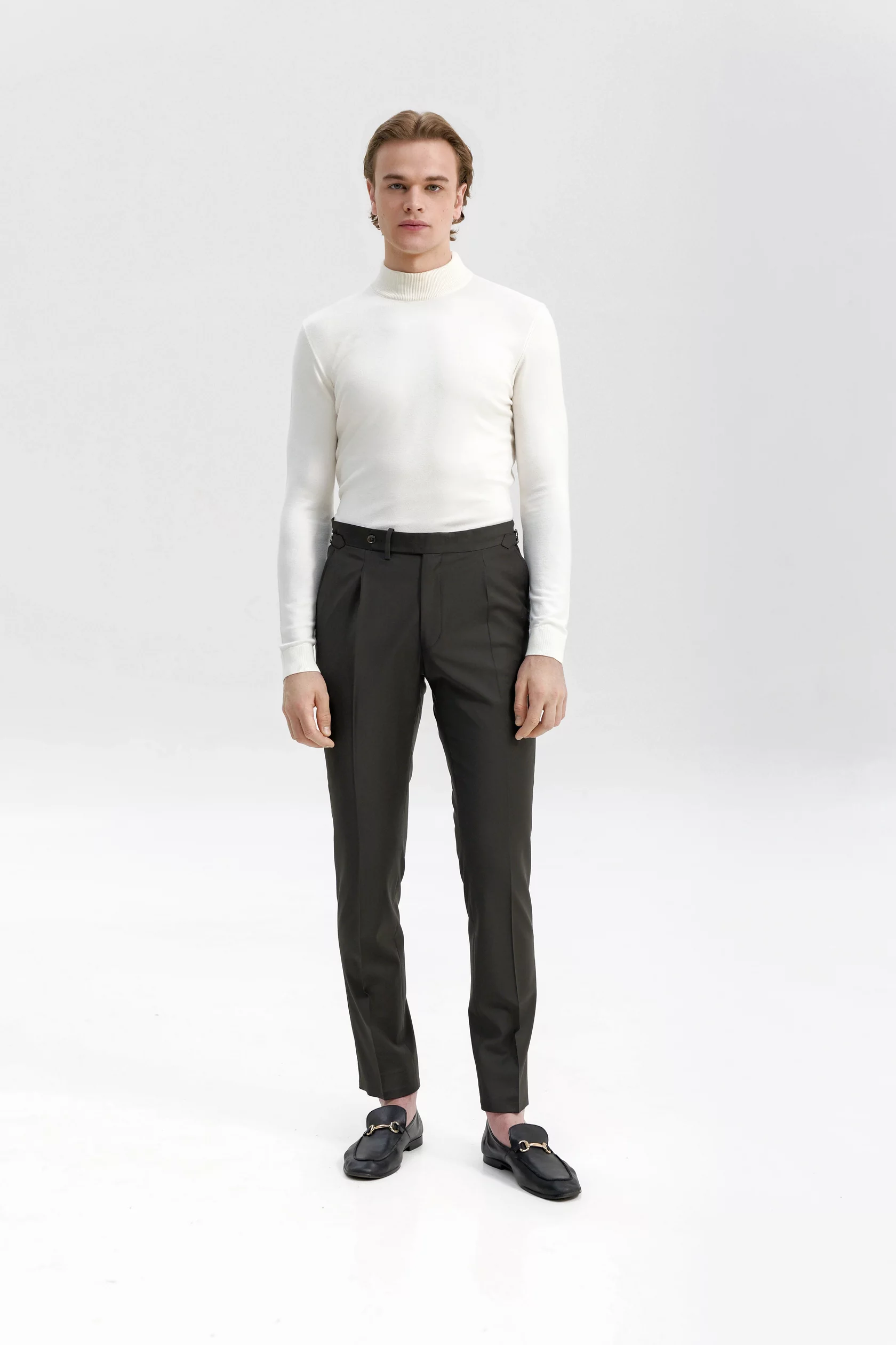 Mock neck pullover with cashmere