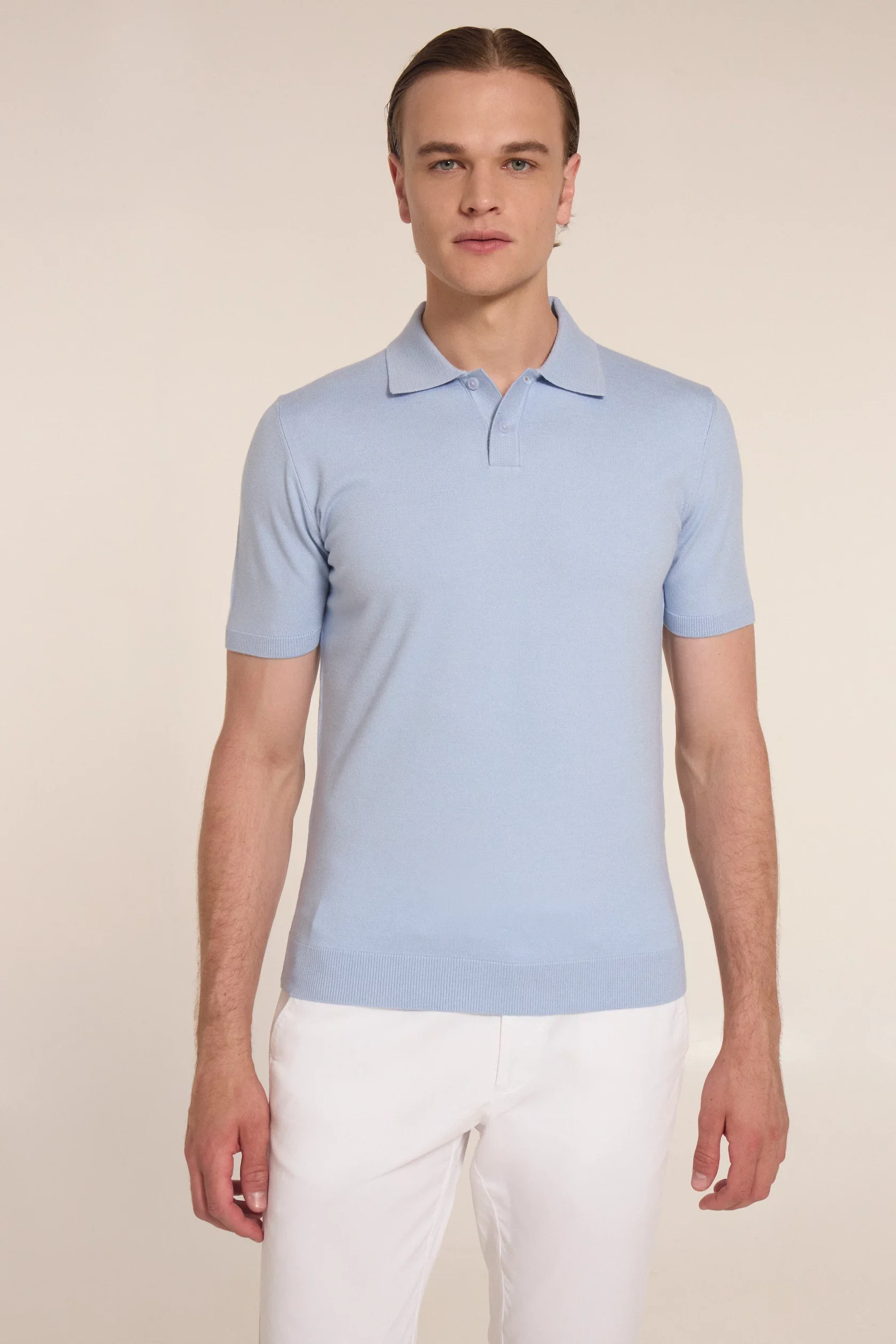 Baby blue polo with cashmere - Image 2