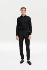 Black 4-season wool trousers