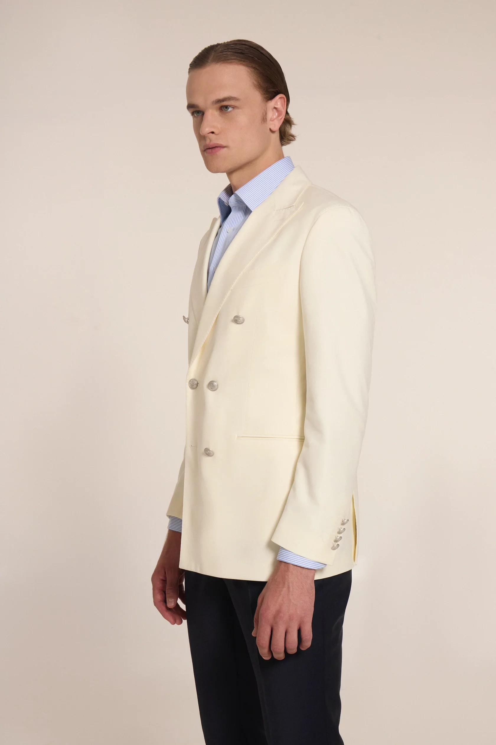 The creme double-breasted blazer - Image 4