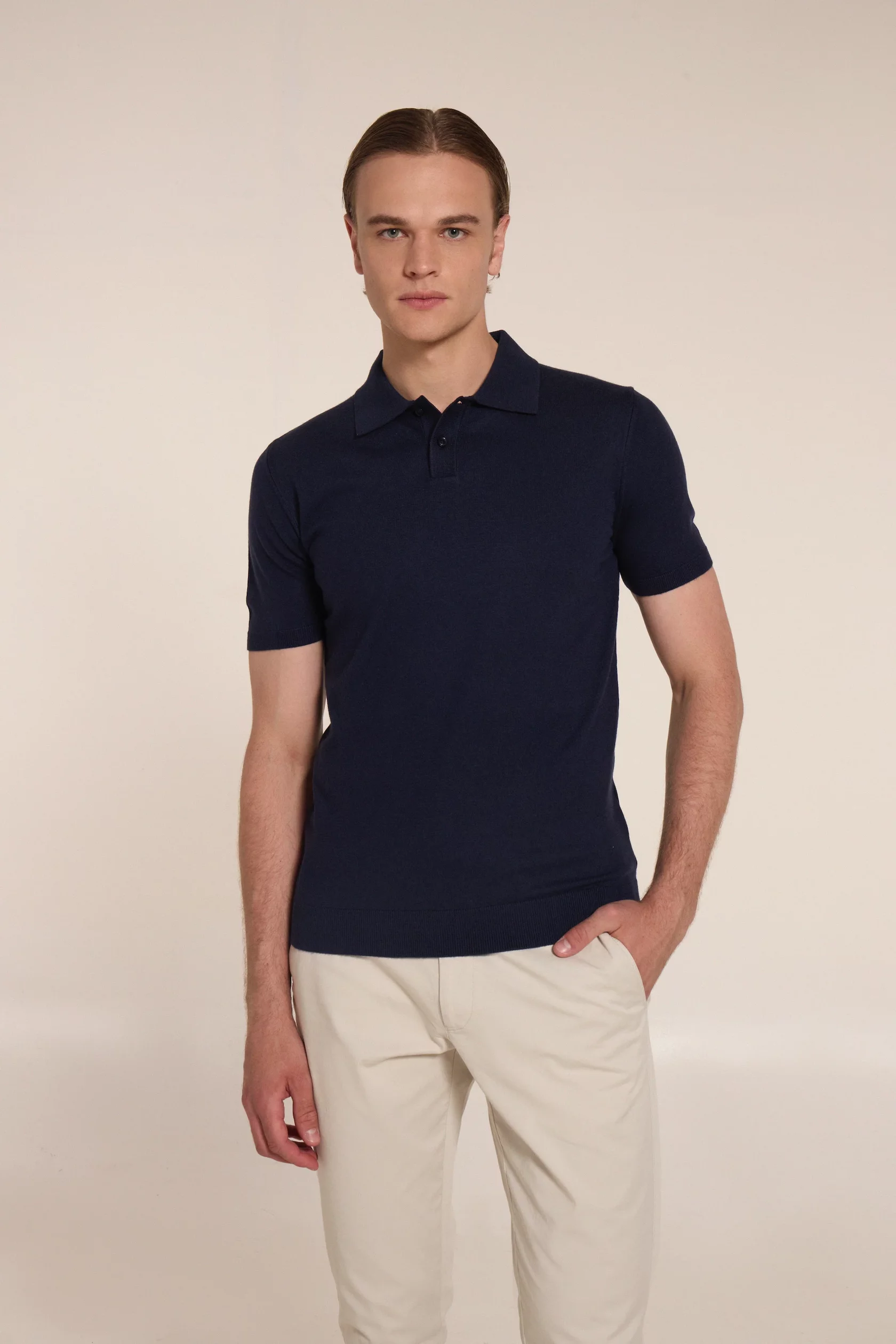 Baby blue polo with cashmere - Image 5