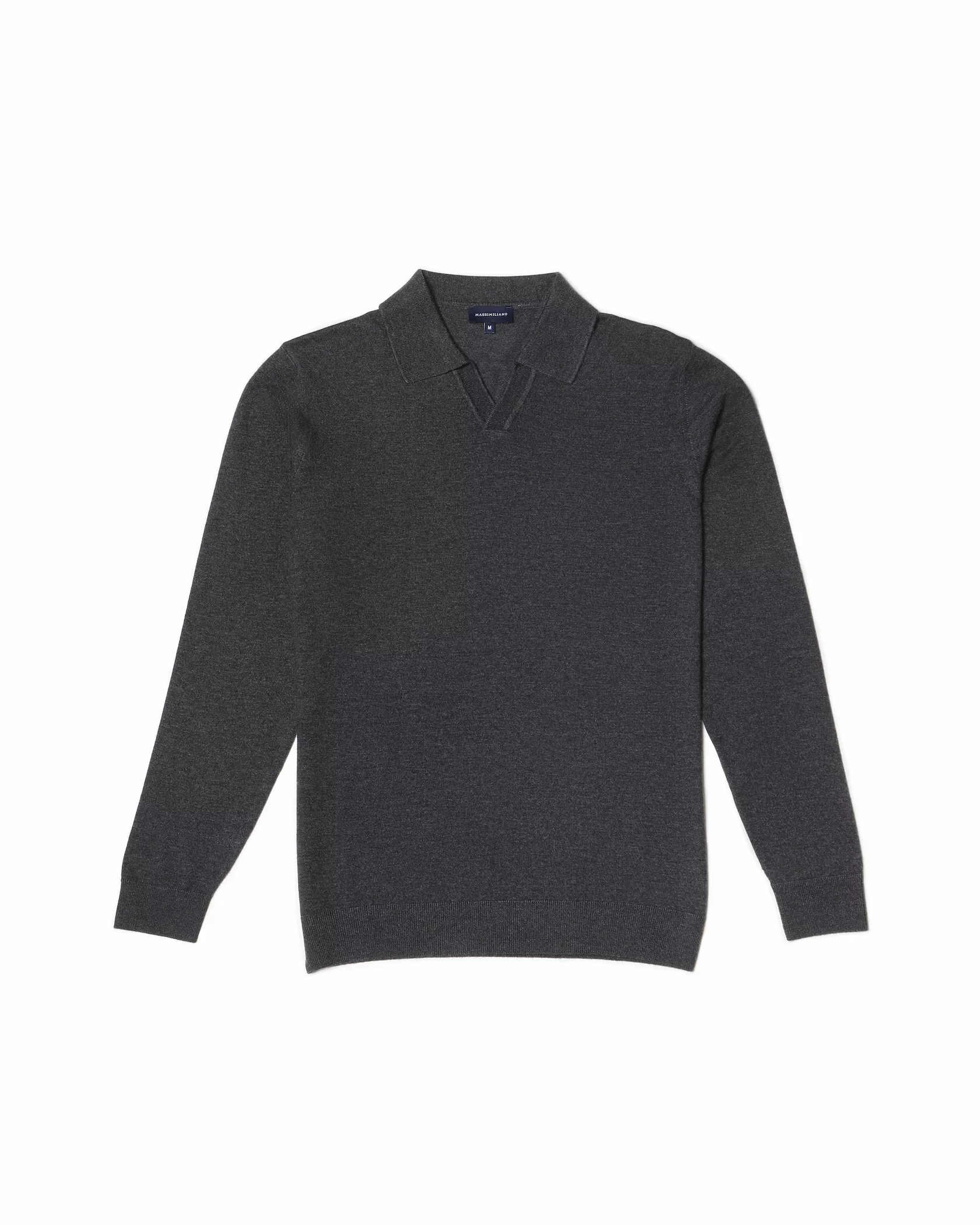 Long sleeves polo V with cashmere