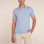 Baby blue polo V with cashmere